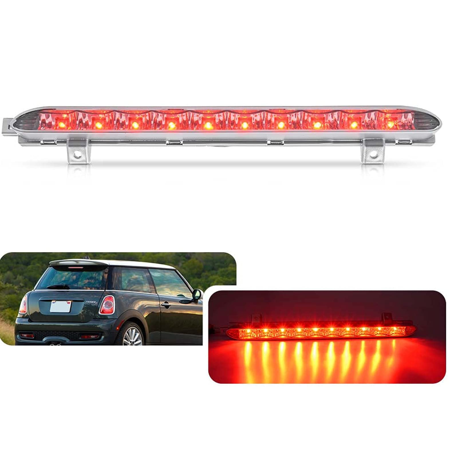 1 unidad de lente transparente color rojo 3er freno de seguridad centro alto montaje Stop tercera luz compatible con M/ini Cooper R56/R56 LCI 2007-2013 R60 Countryman 2010-2016