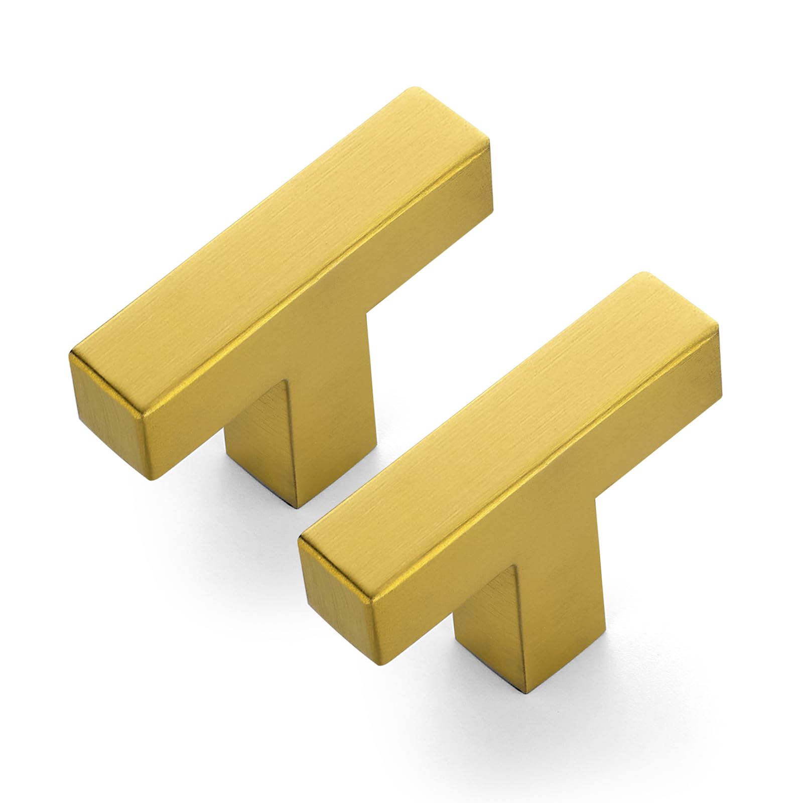 25 Pack Brushed Brass Cabinet Pulls 2 Inch Cabinet Door Handles with Single Hole Square Kitchen Cabinet Handles Gold Stainless Steel Kitchen Cabinet Hardware for Cabinets Cupboard