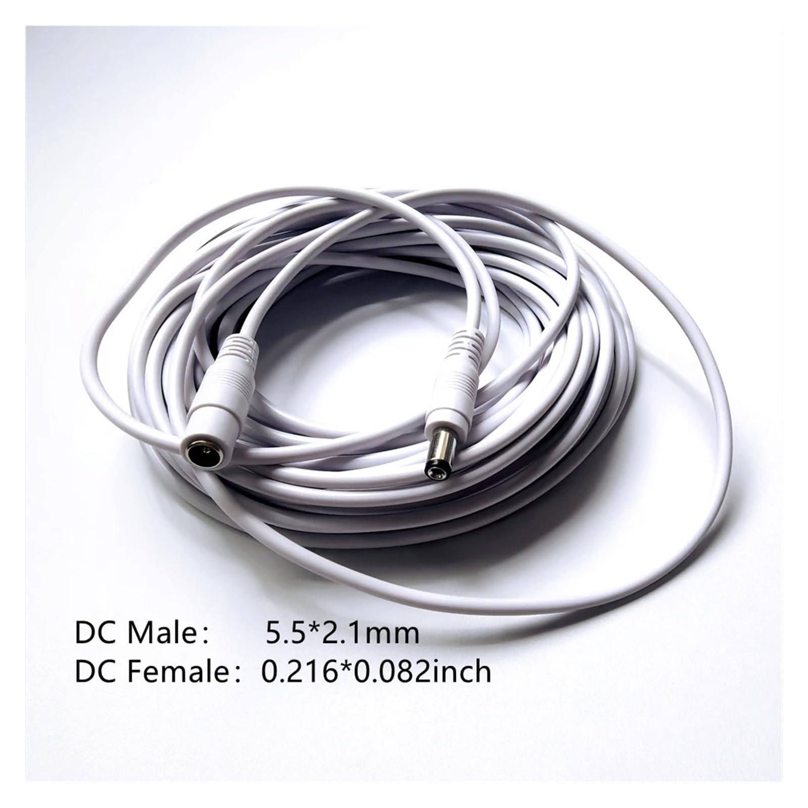 DC-Verlängerungskabel, 3 m, 5 m, 10 m, 20 m, 30 m, 5,5 x 2,1 mm, Buchse auf Stecker, for 12 V, 5 V, 24 V, Netzteilkabel, Heim-CCTV-Kamera, LED-Streifen(20 Meters)