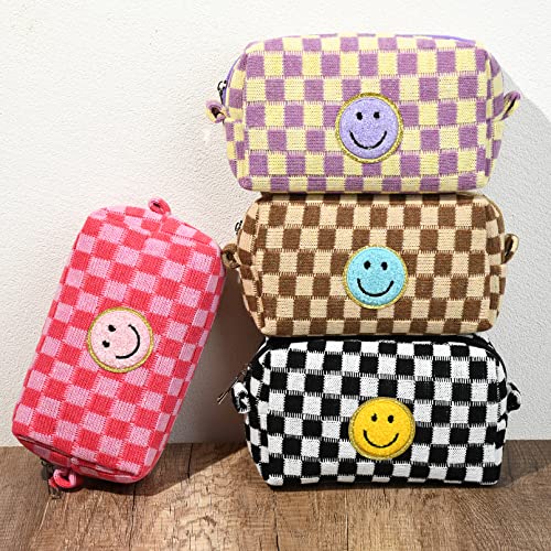 Soidram 4 Pcs Checkered Makeup Bag Cosmetic Bag Bulk Preppy Makeup Pouch Ravel Toiletry Bag Organizer Cute Makeup Brushes Storage Bag For Women #TOP3