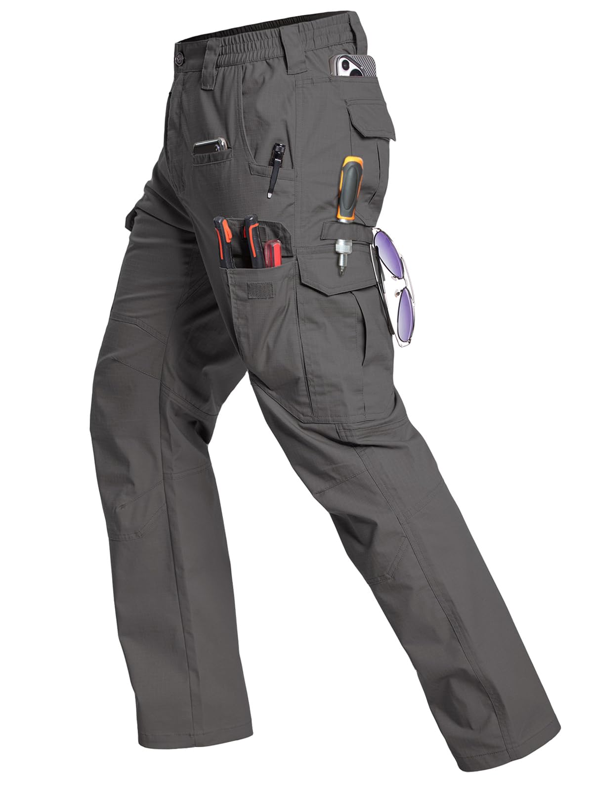 Men's Flex Work Pants Stretch Water-Resistant Utility Cargo Pants