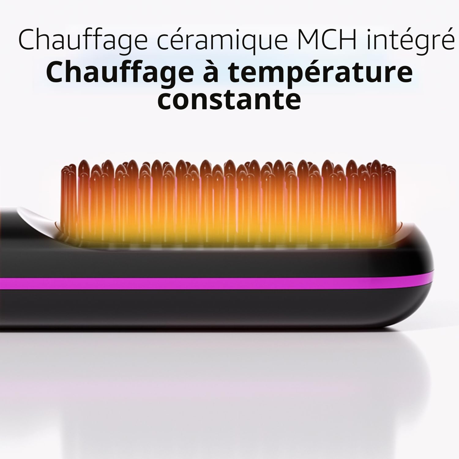 Go Brush Pro Mini brosse à lisser portable sans fil pour femme avec affichage de la température LCD, 2000 mAh, chauffage rapide et fer à lisser en céramique sans fil (BK)