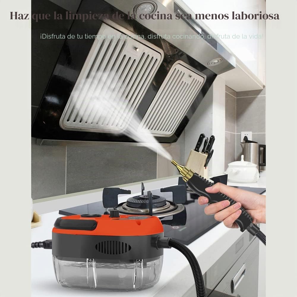 Limpiador de vapor de mano portátil de 2500 W Máquina de limpieza a vapor presurizada de alta temperatura con cabezales de cepillo y guantes para muebles de cocina Baño Coche