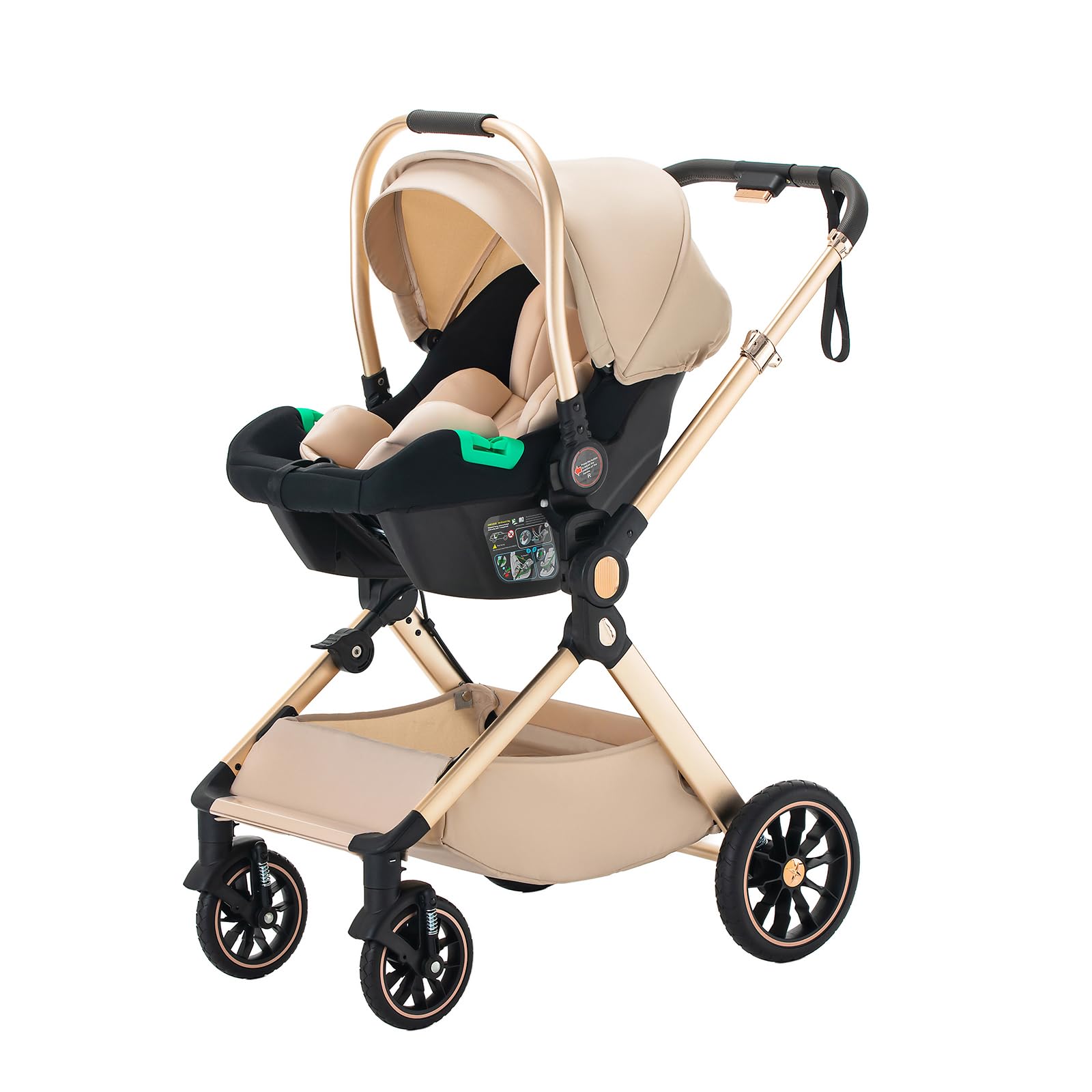 BEBBY Cochecito de bebé 3 en 1,Carrito Bebe 3 en 1 Con Asiento, Cochecitos Portátil Plegable Con, Carricoche Combinado Paisaje Alto Marco de Aluminio Para Recién Nacido (U9-X-BEIGE, U9-X)