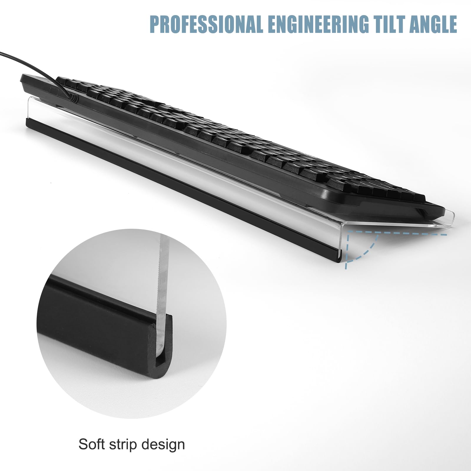 Support Clavier Ergonomique Inclinable Acrylique Transparent – Plateau Anti-Fatigue Poignets