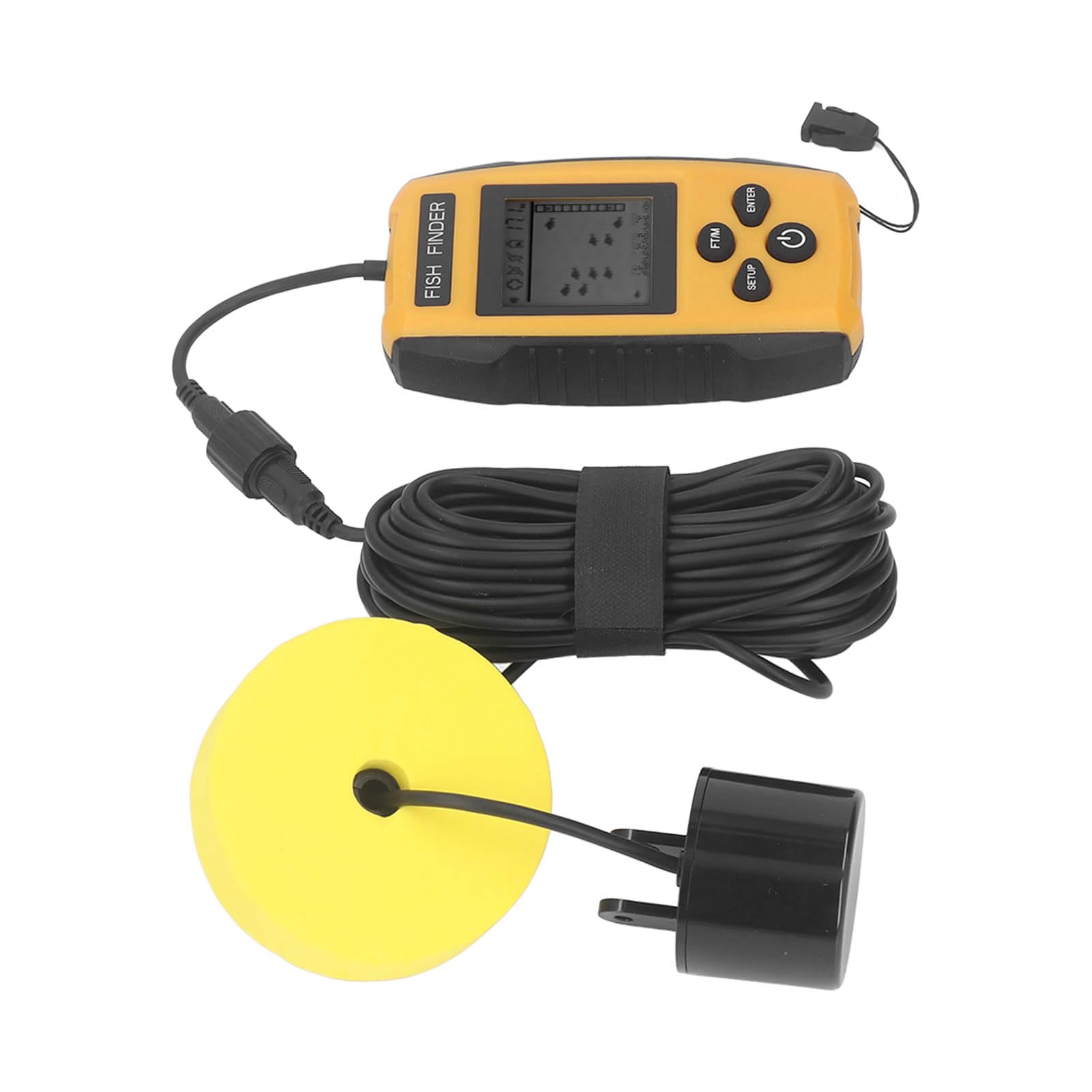 Ejoyous Rilevatore Ad Ultrasuoni, Ecoscandaglio Portatile in ABS con Sensore Sonar da 200 KHz, Display LCD di profondità e Pesci, Portata di 100 M, Raggio di 45 Gradi, per la Pesca Ghiaccio Offshore