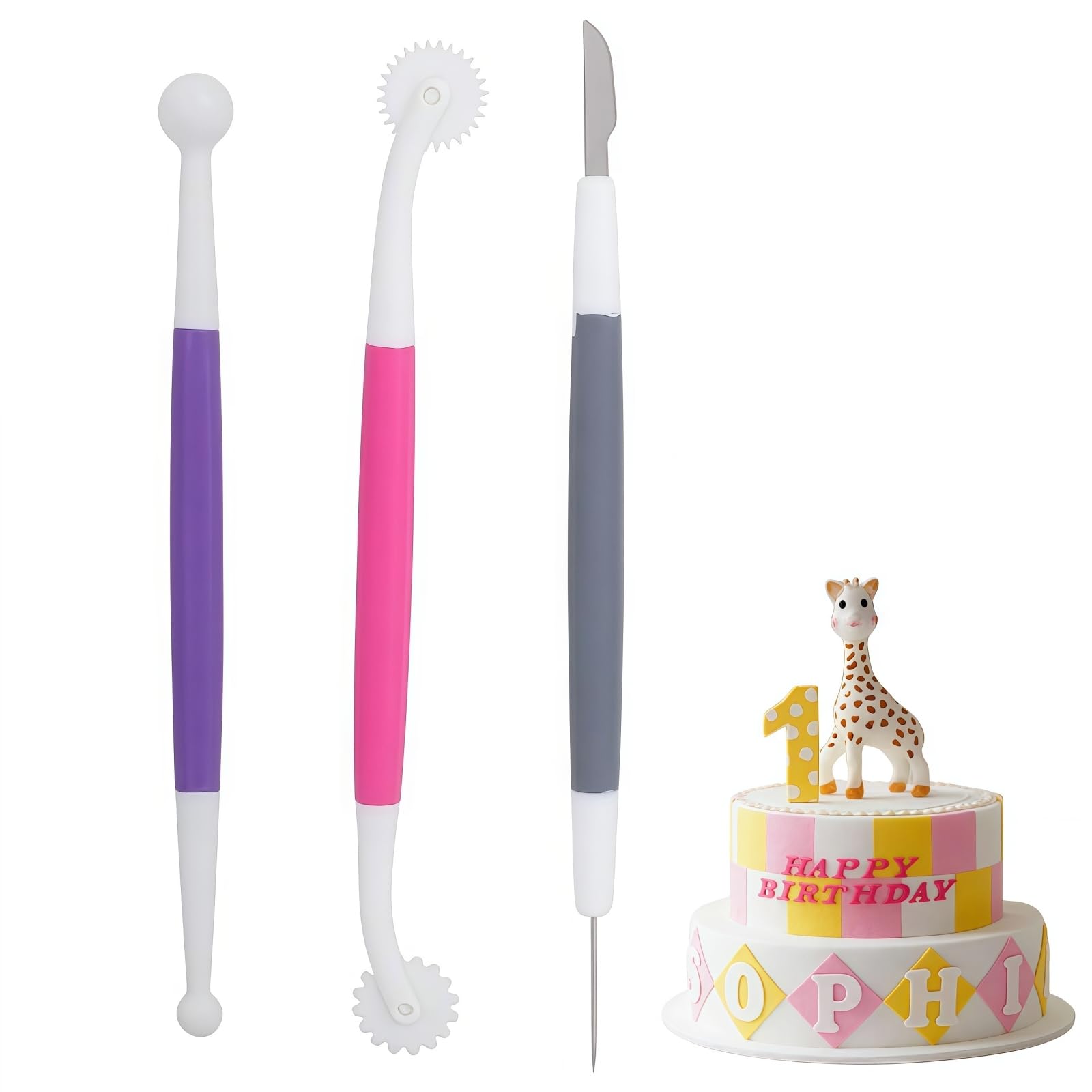 SamHeng Fondant Modelling Tools, 3 Pcs Cake Sculpting Tools