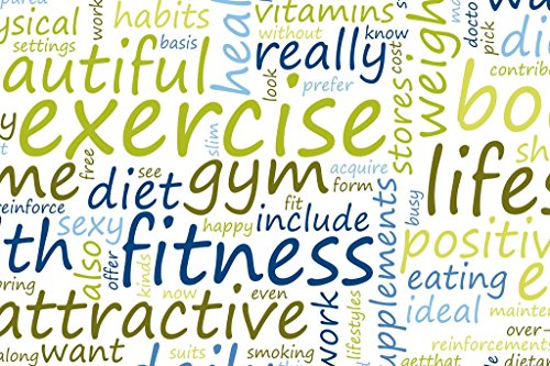 Image of Exercise and Fitness Motivational Blue and Green Art Ptint Cool Wall Art Print Poster 24x16