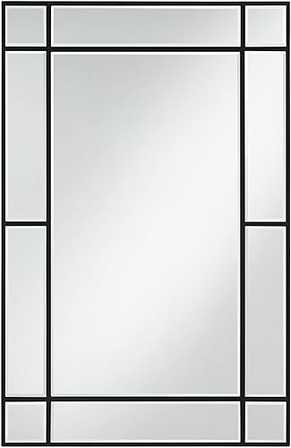 Miniatura 2 de Noble Park Barrett - Espejo de pared rectangular decorativo de vidrio biselado moderno, marco de madera negro mate, 26 pulgadas de ancho para baño,