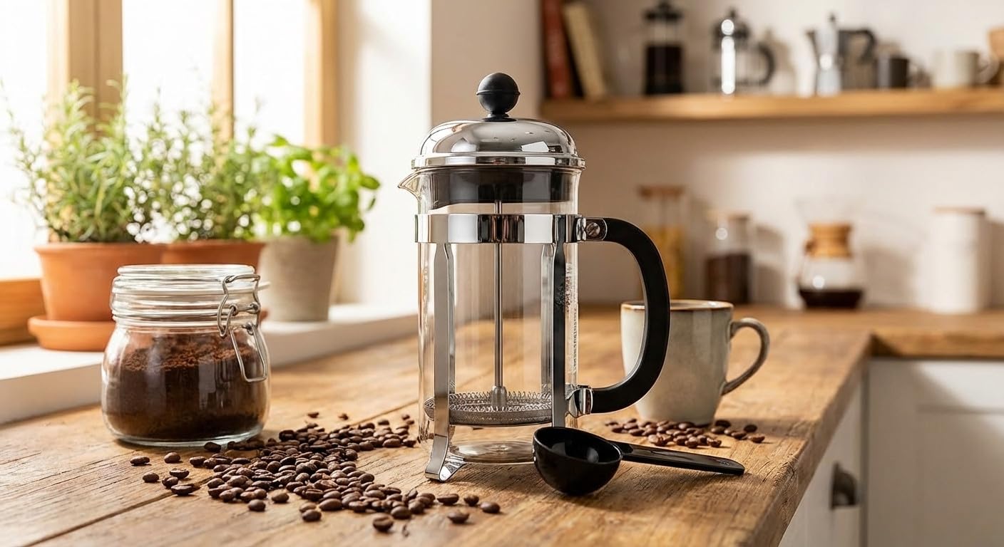 Suinga Cafetera Vidrio Francesa | Cafetera 6 Tazas 800 ml | Permite preparar Te Café Leche Chocolate Leche Infusiones