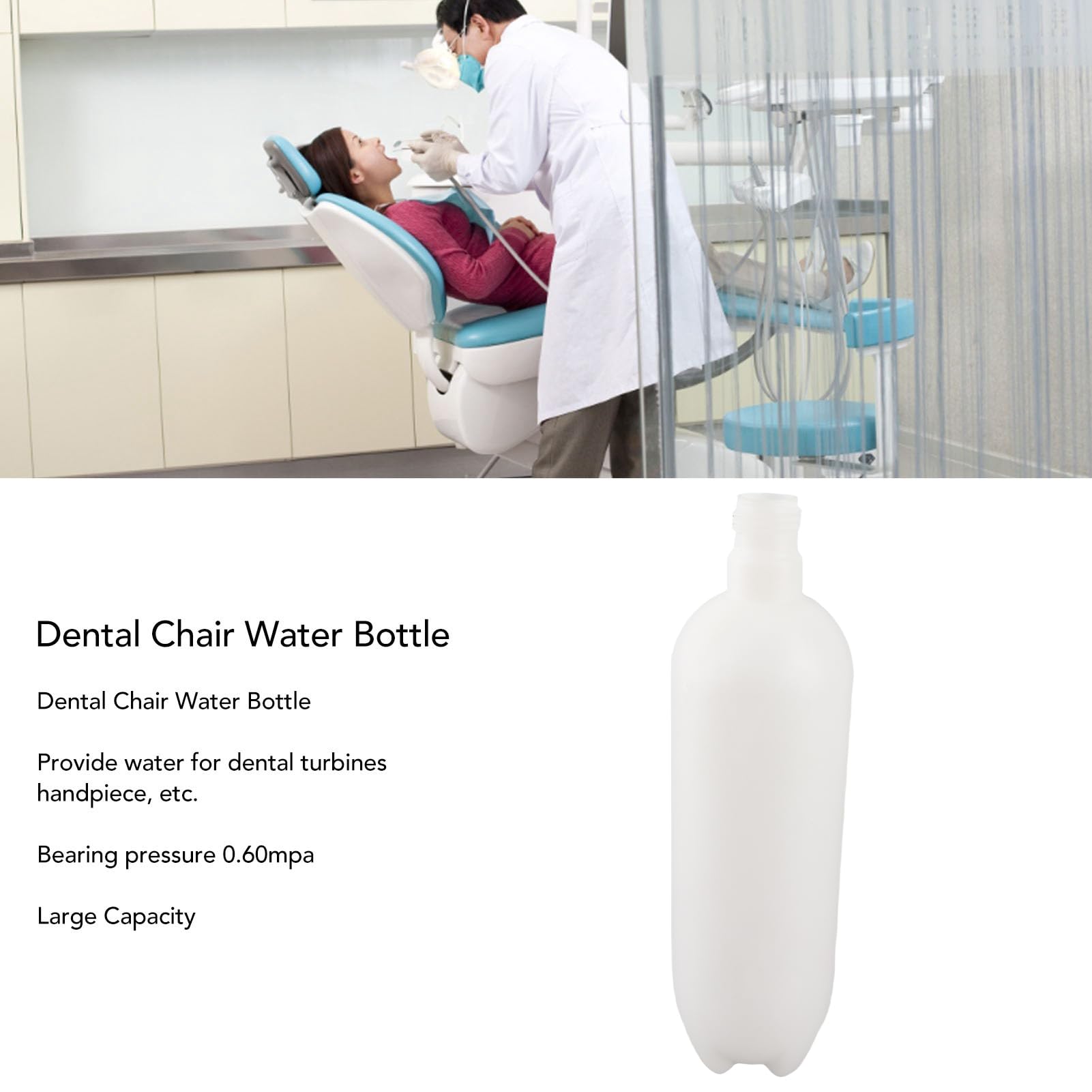 Bottiglia di Stoccaggio dell'acqua Dentale, Bottiglia d'acqua in Plastica per Sedia Odontoiatrica Sostitutiva Professionale Sicura per Dentisti per Cliniche (1000 ML)