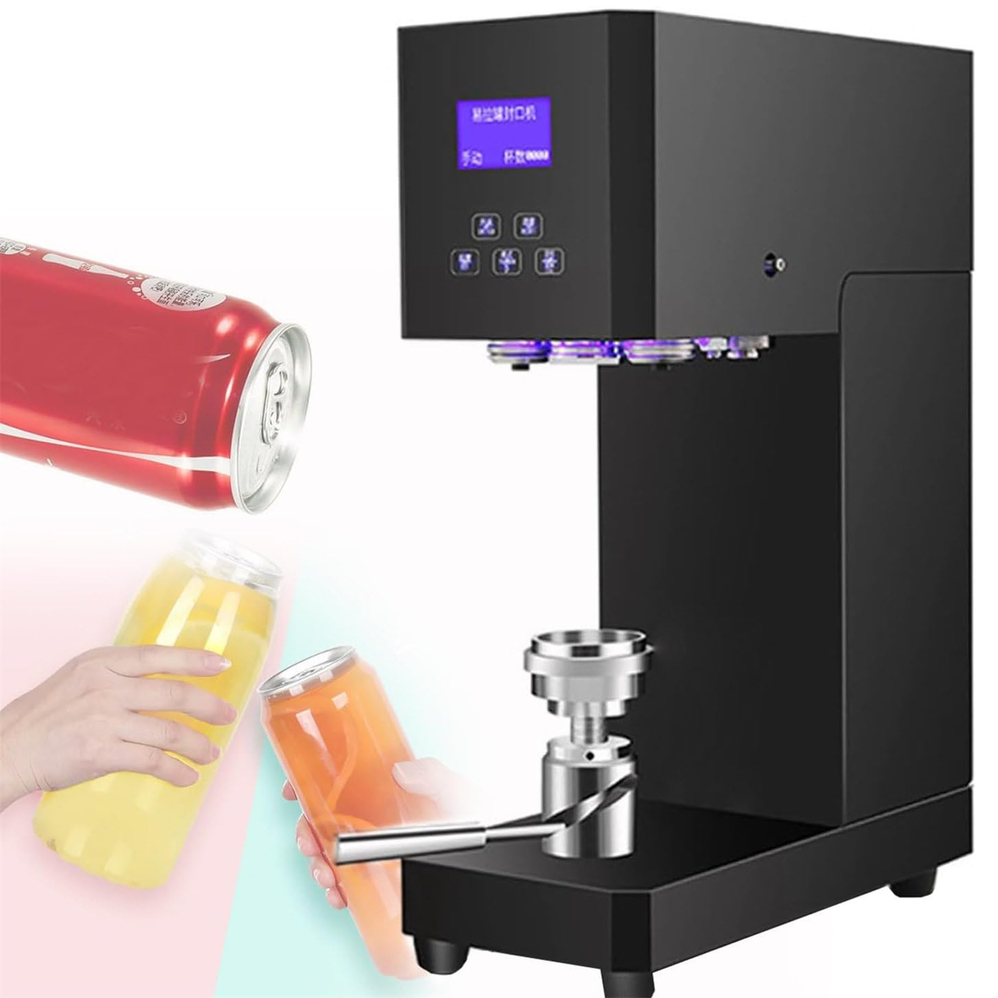 ASerZenith Electric Can Seamer With Smart Counter For Sealing Glass Bottles And Pet Cans, Ideal For Milk Tea, Coffee, And Pop Beverages,Black