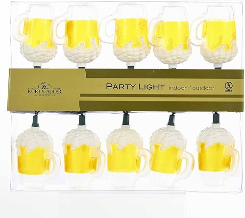 Miniatura 2 de Kurt S. Adler Kurt Adler UL0565 - Taza de cerveza, 10 luces, color amarillo y blanco
