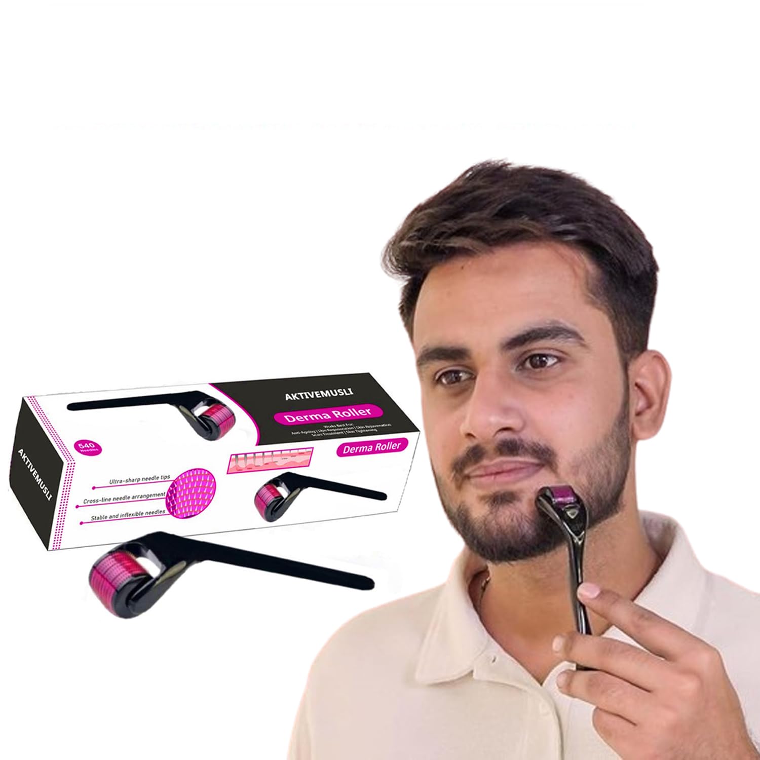 Roller with 540 Titanium Needles For Scalp, Face and Beard-image-35