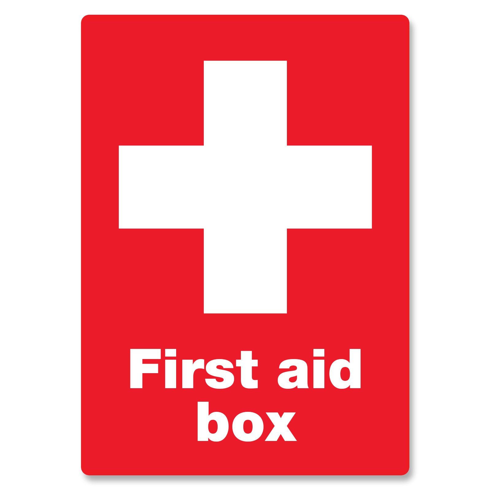 "First Aid Box" Red Metal Wall Sign Plaque information Slogan Safety warning