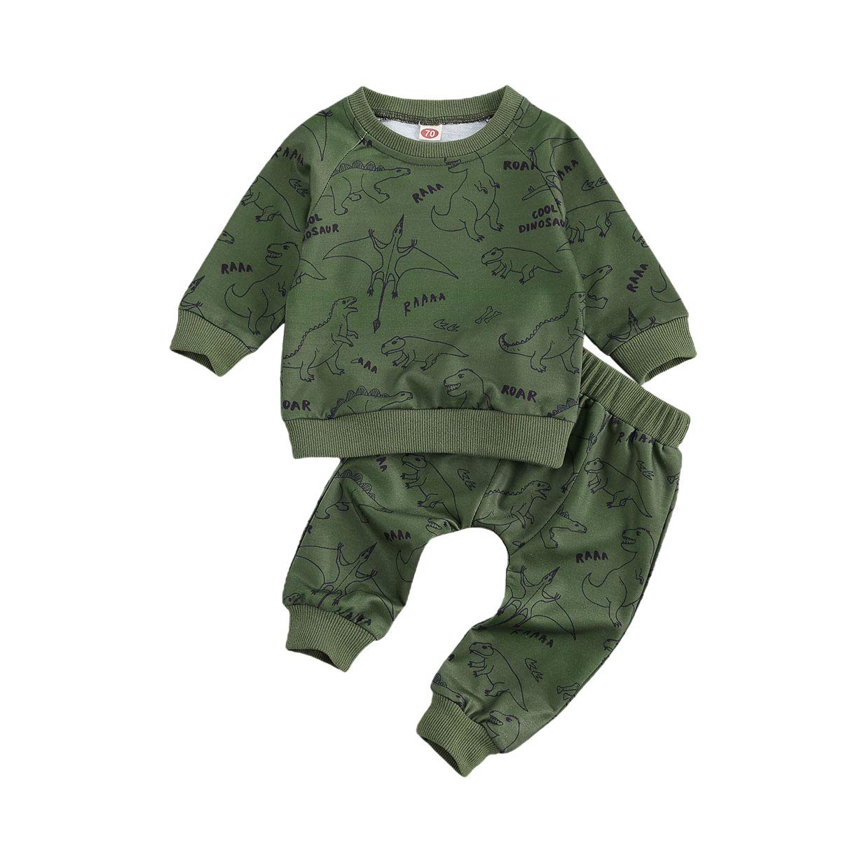 BacuyouInfant Baby Boy Sweatshirt Outfit Crewneck Dinosaur Top+Sweatpants Jogger Pants Set Fall Winter Tracksuit Clothes
