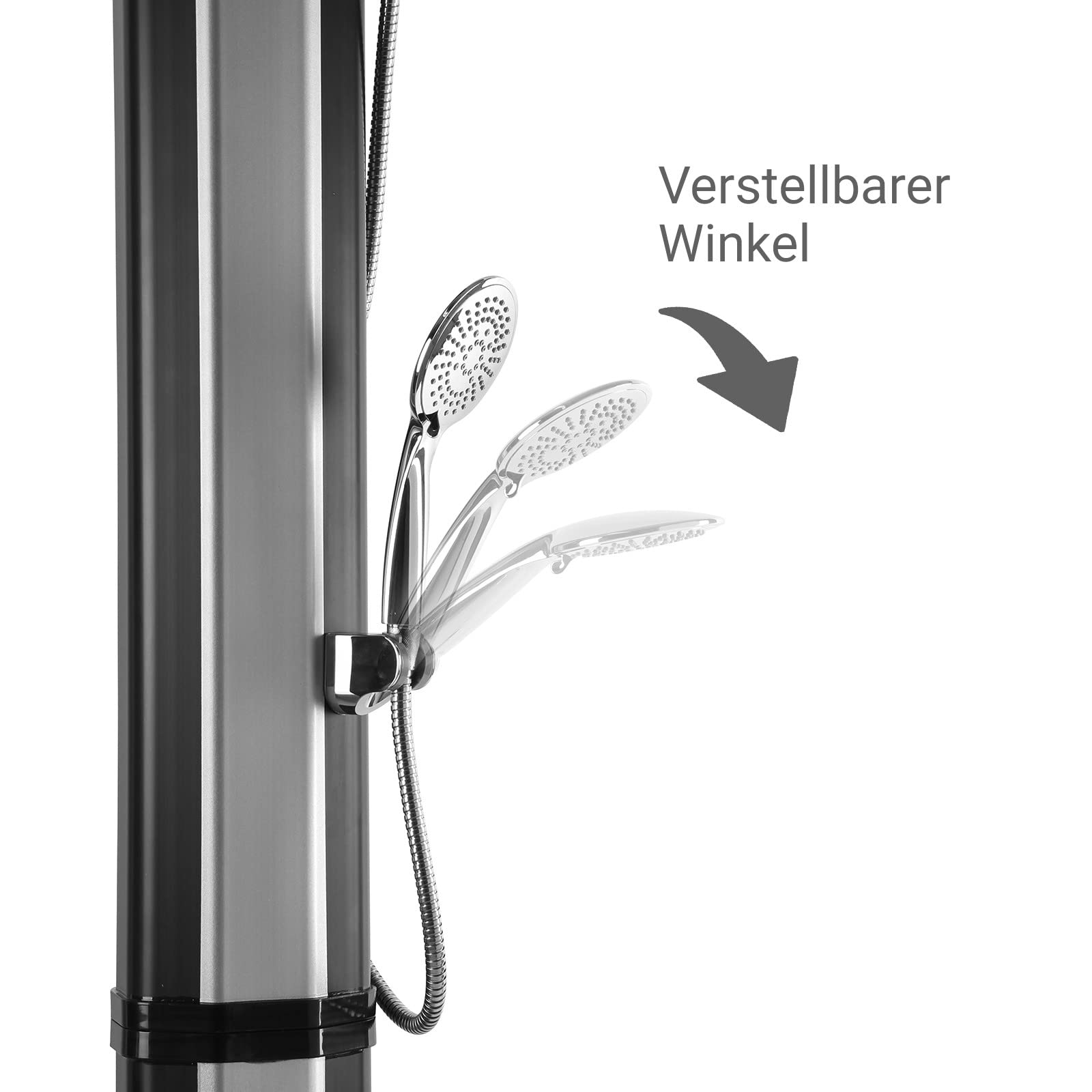 Solardusche Gartendusche mit Handbrause XXL Edelstahl Duschkopf Fußdusche Mischarmatur Wasserhahn 37 Liter Campingdusche Aussendusche kaltes und warmes Wasser German Quality