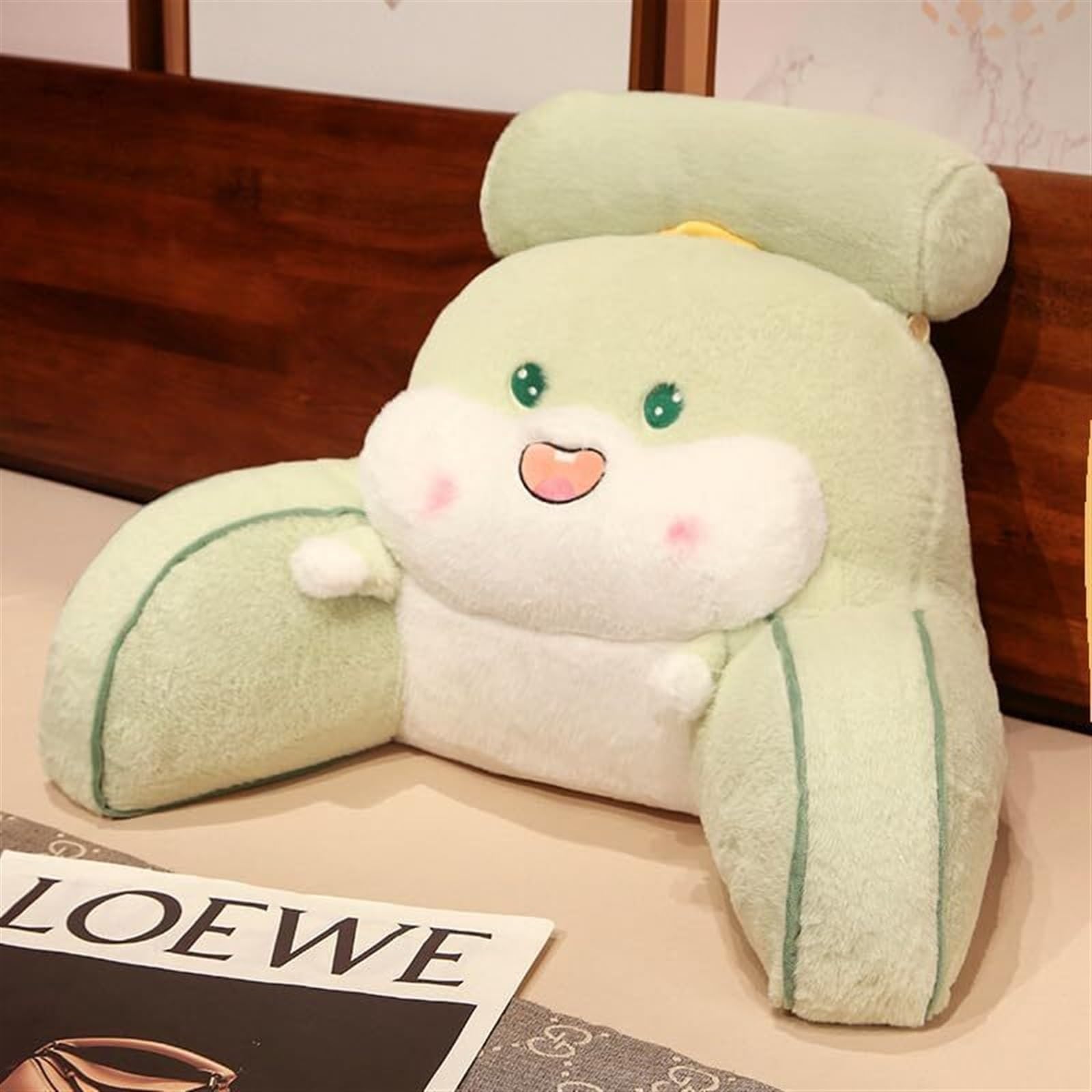 MYXJX back support cushion, Squirrel Shaped Back Support Cushion Rest Office Cartoon Animal Pillows Plush and PP Cotton Cushions(Green,60x40cm)
