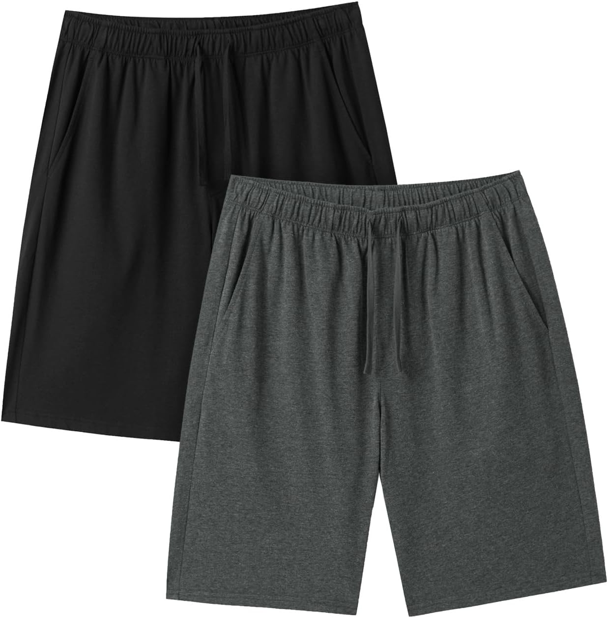 LAPASA Men's Pajama Shorts (2 Pack) Super Soft Knit Sleepwear Lounge Pants PJ with Drawstring and Pockets Lightweight M93