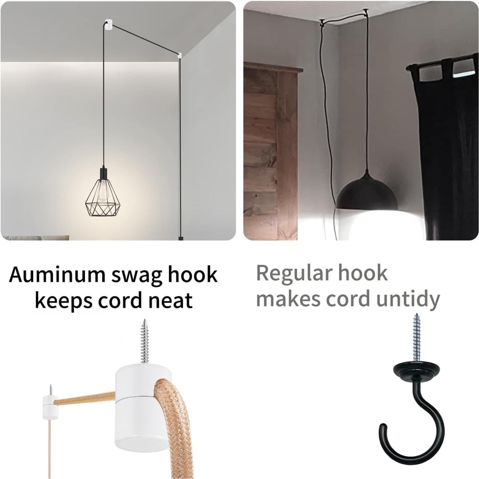 Design61 Gebogene Schraubhaken 10er Set - Verzinkt Für Decke & Wand