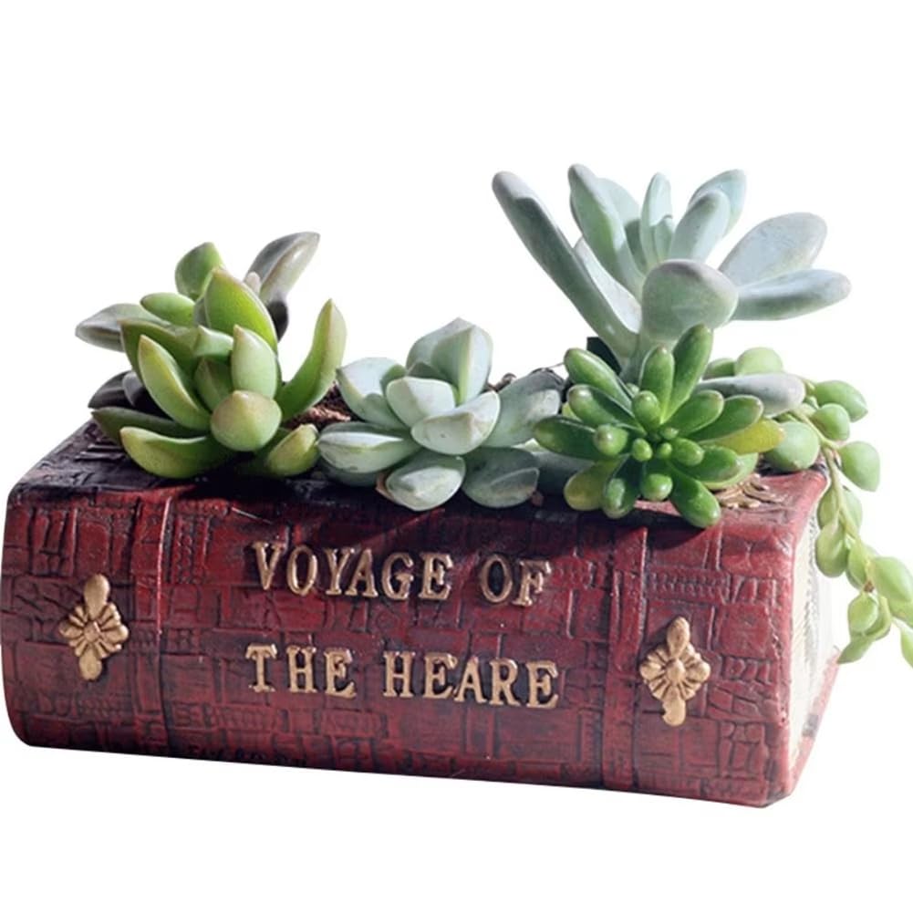 CTRLZS Retro Style Literature Book Flower Pot Resin Realistic Book Planter DurableUV- Plant Planter Garden