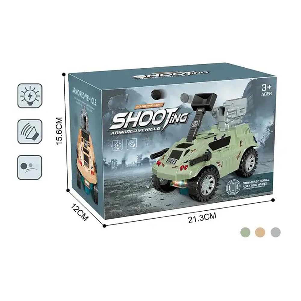 KRIREEN Electric Tank Toy Automatic Dropping Bombs Universal Driving Armored Car Model with Light Music Interactive Toys Best Gift for Kids & Children (Multicolor),(Pack of 1) 4