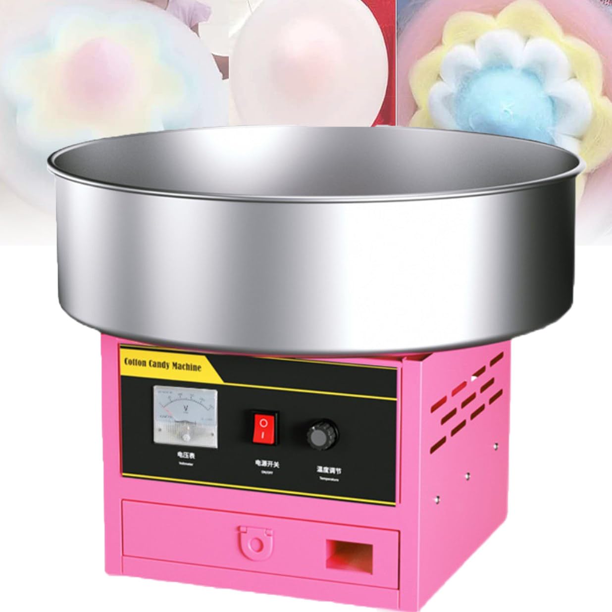 Máquina Comercial De Algodón De Azúcar 1200 W, Máquina De Algodón De Azúcar De Acero Inoxidable, Máquina Eléctrica De Algodón De Azúcar para Fiestas De Cumpleaños Y Celebraciones Pink
