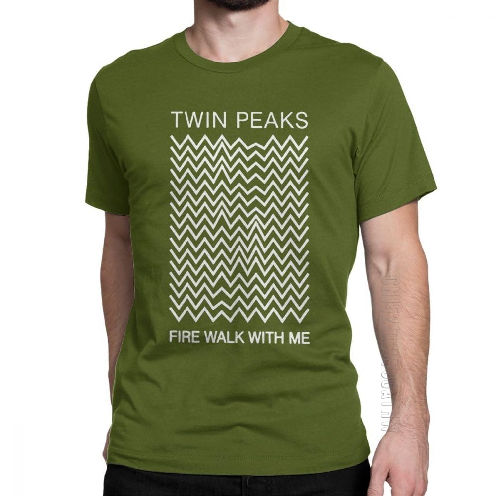 Twin Peaks Men's T-Shirt Fire Walk Me Short Sleeve Tee T-Shirts Man Travel Tops Stylish T-Shirt O Neck Purified Cotton Tees (Army Green, L)