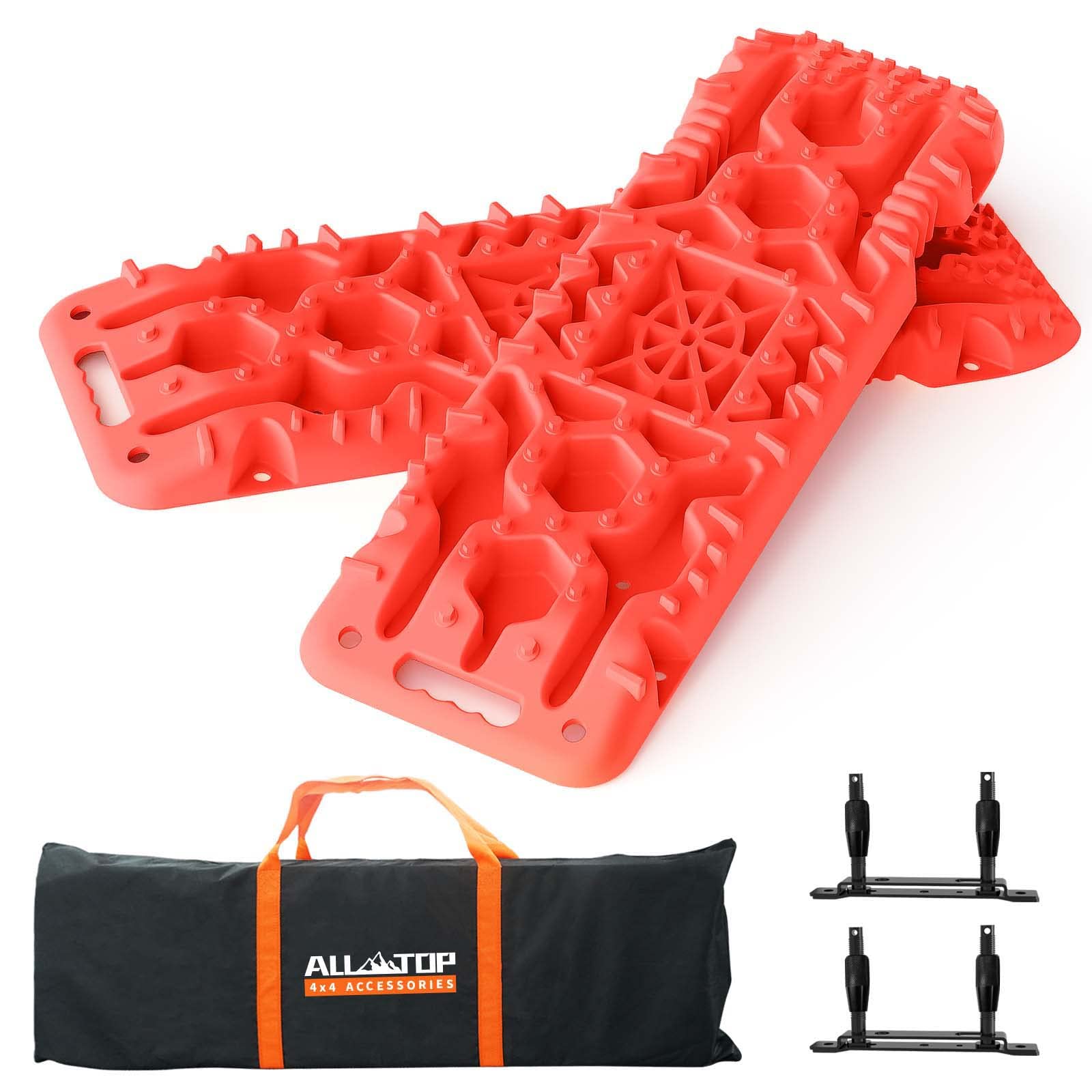 Photo 1 of ALL-TOP Traction Boards with Build-in Jack Base, 2PCS Recovery Boards & Carry Bag & Mounting Kit for Overlanding (Red) Jack Boards with Mount, Red