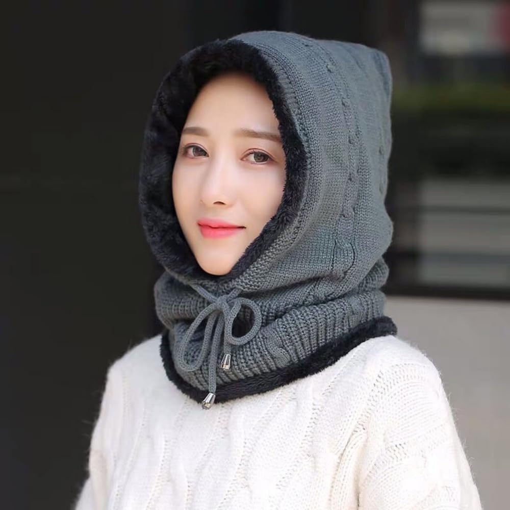 Czapki dla kobiet kobiety zimowe czapki beanie jednoczęściowa podszewka dzianinowa maska zestaw szyi koło szalik narciarski czapka śnieżna czapka