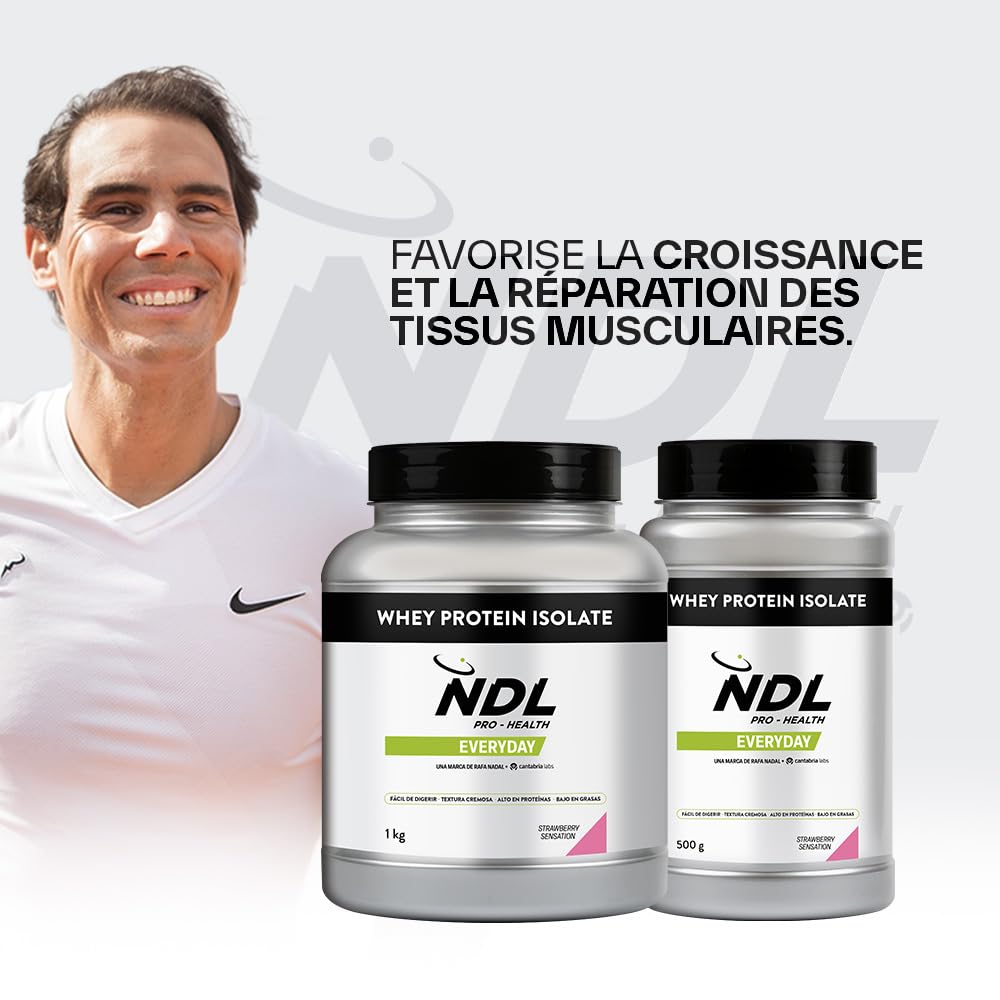 NDL Pro-Health Whey Protein Isolate Fraise | Probiotiques Pepzyme Pro® | 90% protéines, avec probiotiques Pepzyme Pro®, faible en sucres et graisses, haute digestibilité et solubilité, 1kg