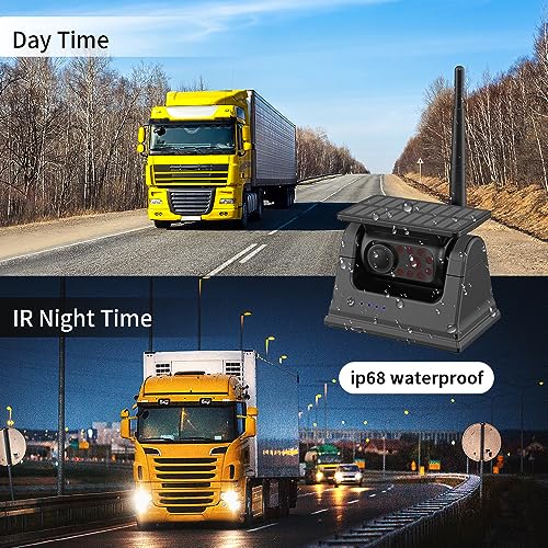 B-Qtech Magnetic Solar Wireless Backup Camera Rechargeable Reverse Camera Hitching for Gooseneck, Horse Trailer, Boat, 5th, Small RV, Camper, Easy to Use for iPhone Android