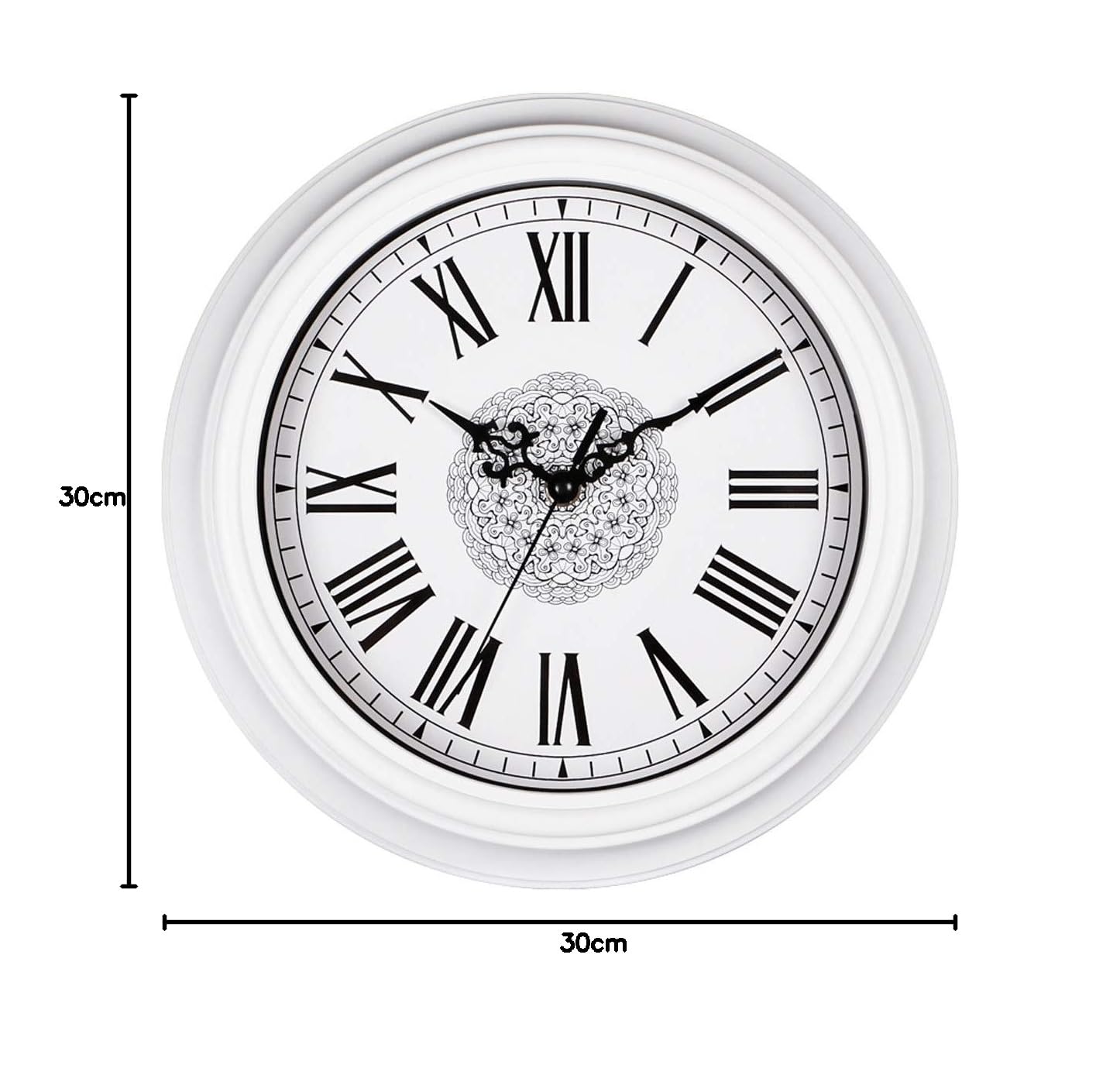 Horloge Murale Delgeo - 30cm Blanc - Silencieuse, Facile à Lire - Déco Salon, Bureau, Chambre