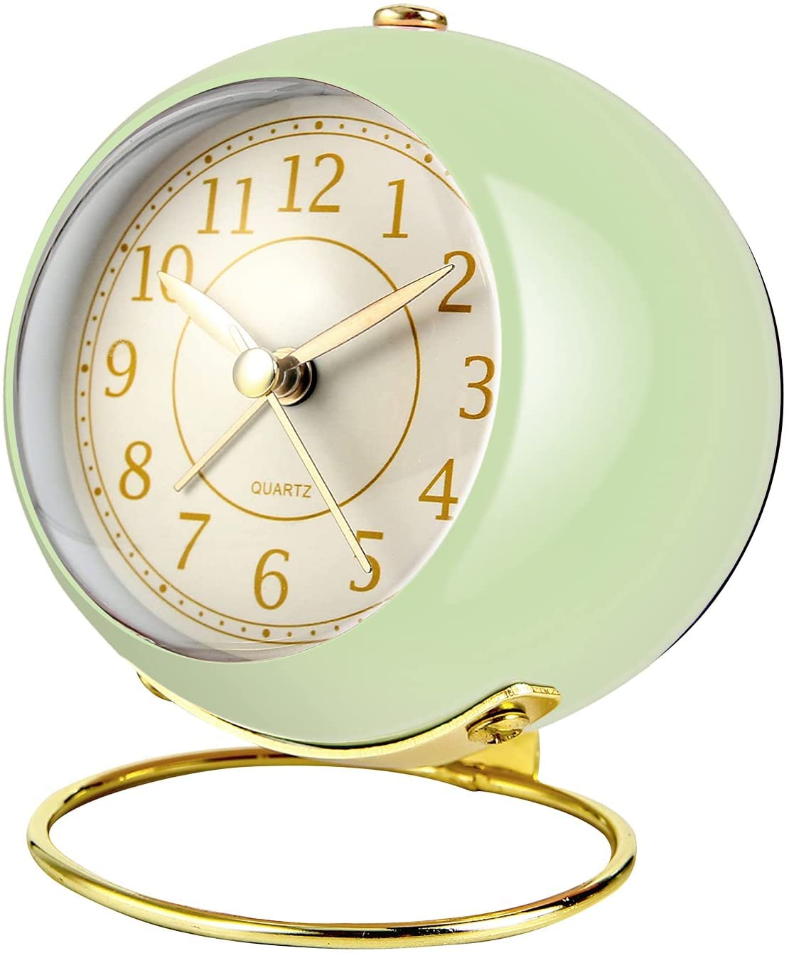 Silent Alarm Clock Small Desk Clocks Classic Non-Ticking Tabletop Alarm Clock Backlight HD Glass Battery Operated Decorative Desk Clock for Bedroom Living Room Office Classroom (No Including Battery)