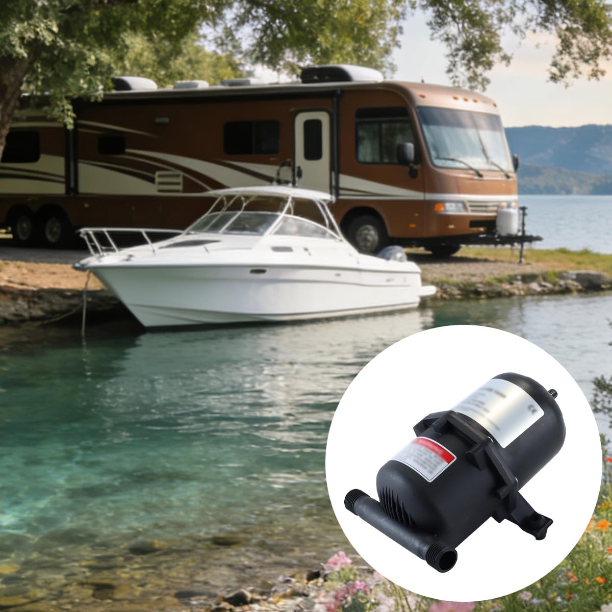 Réservoir sous pression, pompe à eau à débit réglable 0,75 L pour système d'eau de bateau, camping-car, accessoires