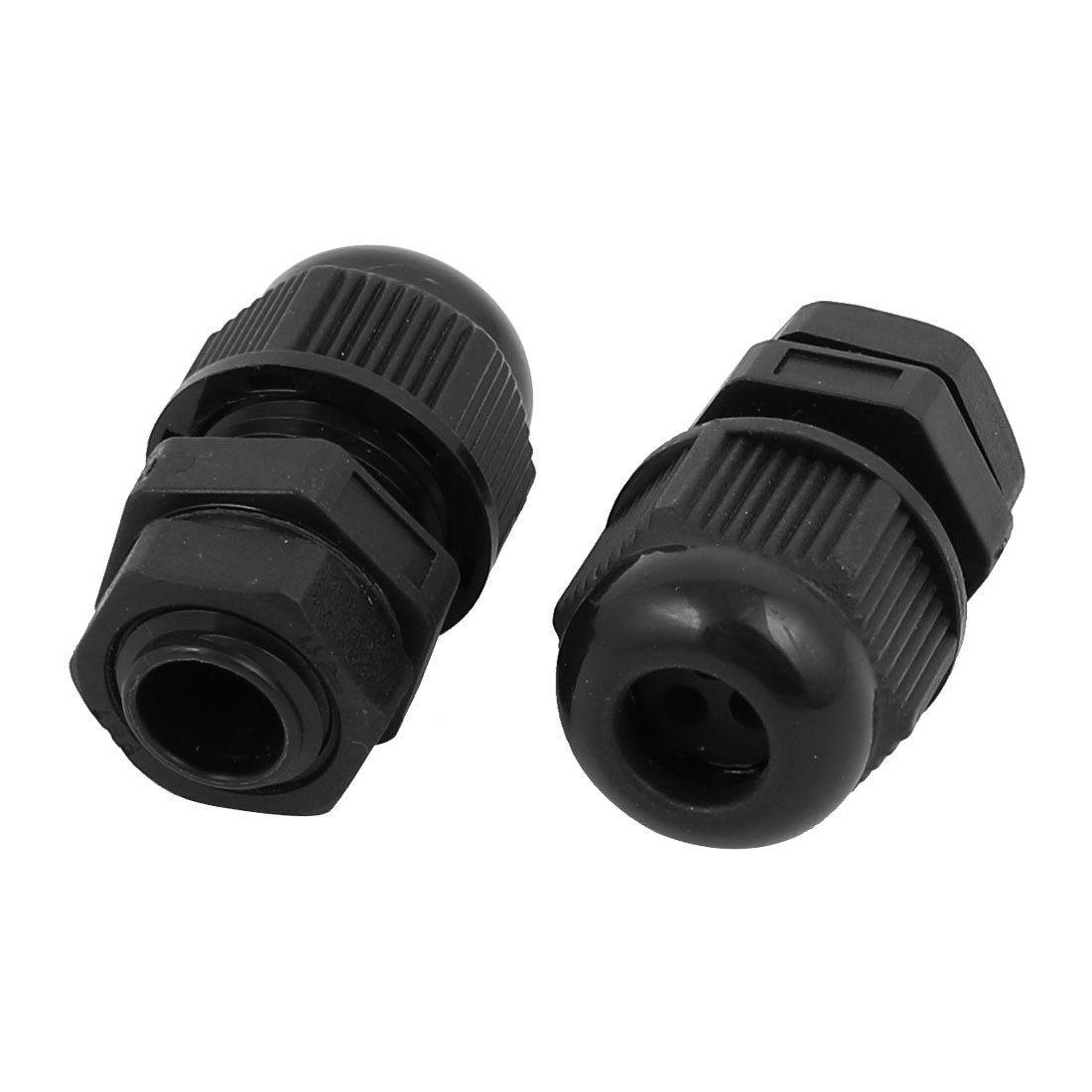 Aexit 5Pcs PG7 Transmission 1.6-2.6mm Nylon 3 Holes Adjustable Cables Gland Connector Joint Black