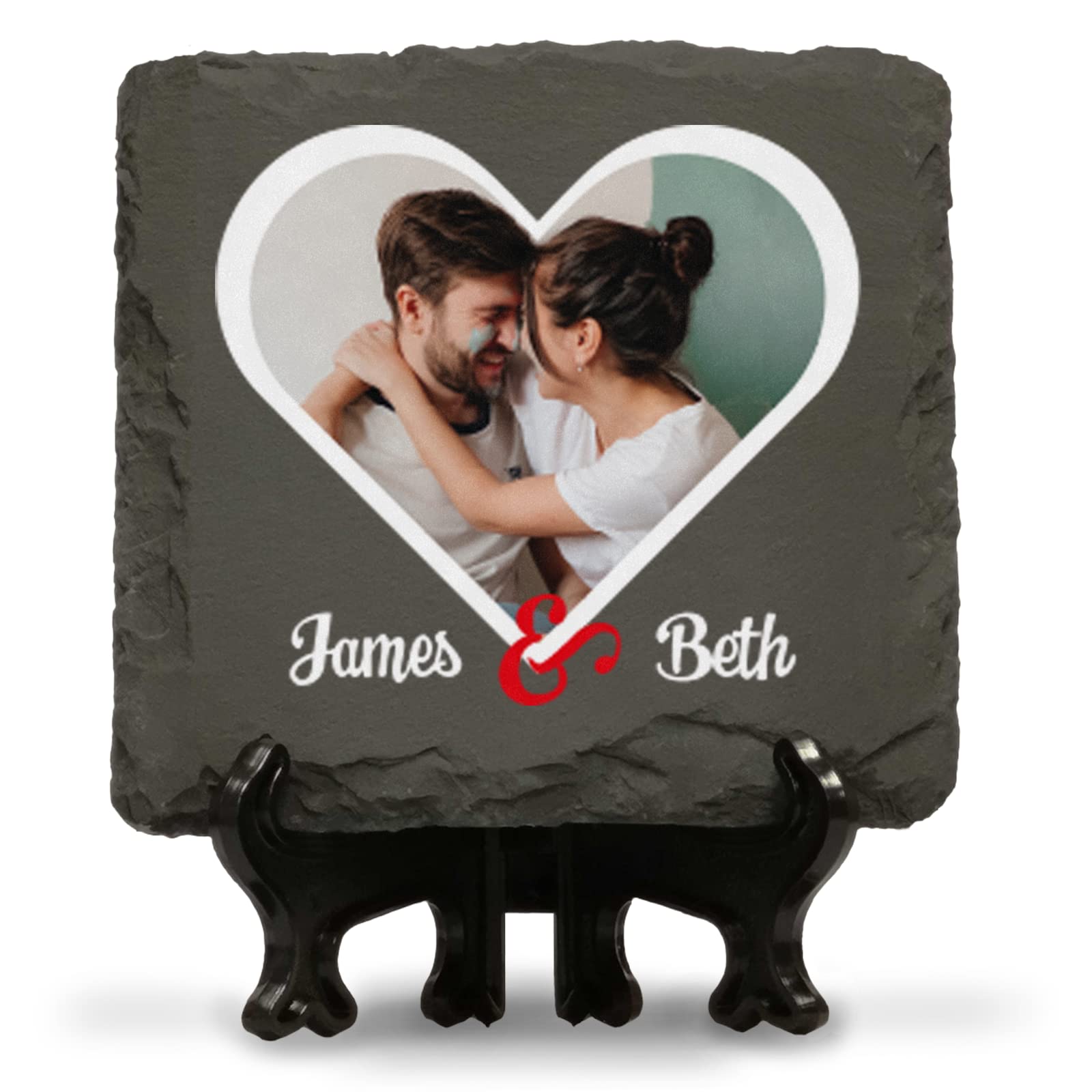 You Personalise Heart And Names Personalised Photo Slate - Your Photograph On A Slate For Valentines With Names