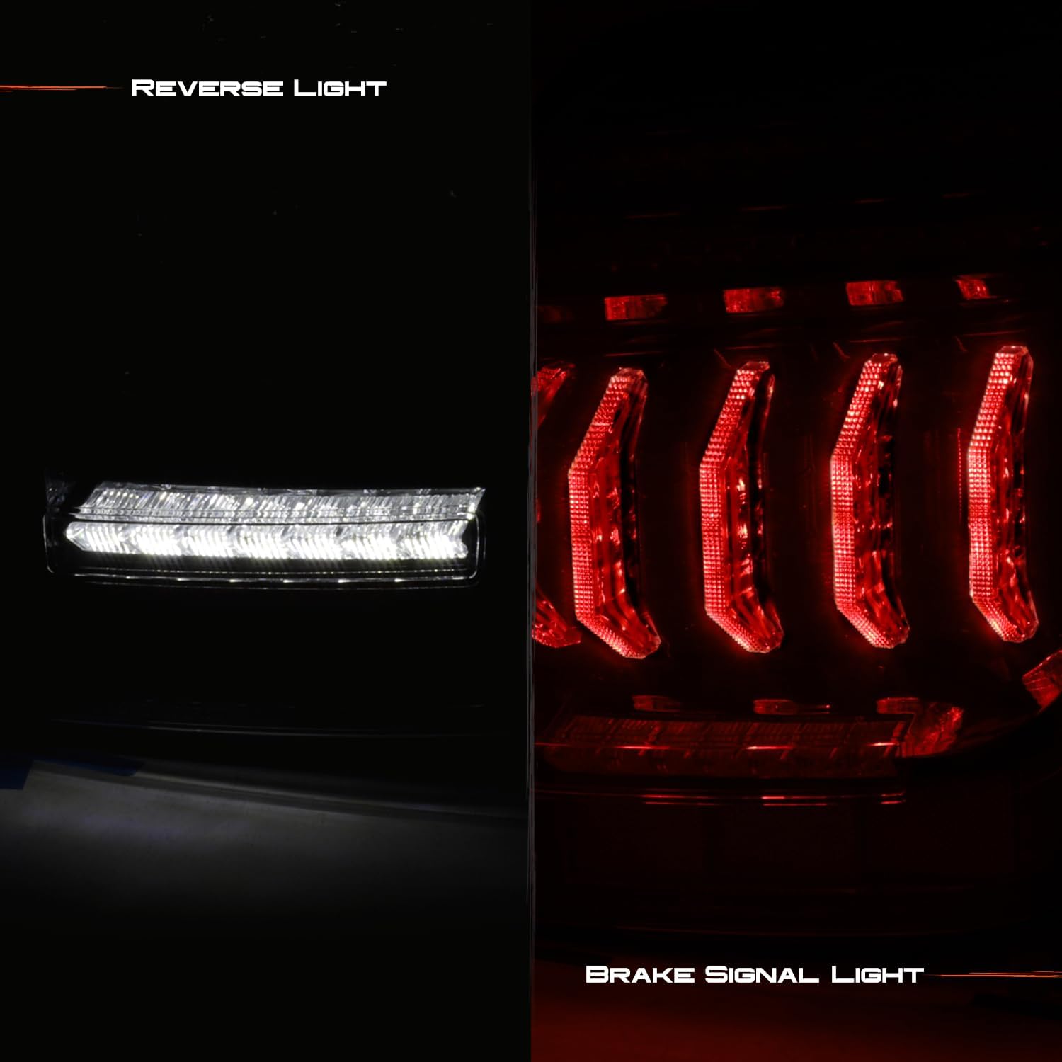 AKKON - Fits 2010-2022 Toyota 4Runner LED Tube DRL Brake Sequential Turn Signal Black Tail Lights Pair Driver+Passenger