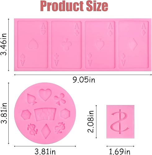 Miniatura 3 de Moldes de silicona de póquer, molde de fondant de chocolate para casino de Las Vegas, fiesta temática de casino, decoración de pasteles, azúcar de