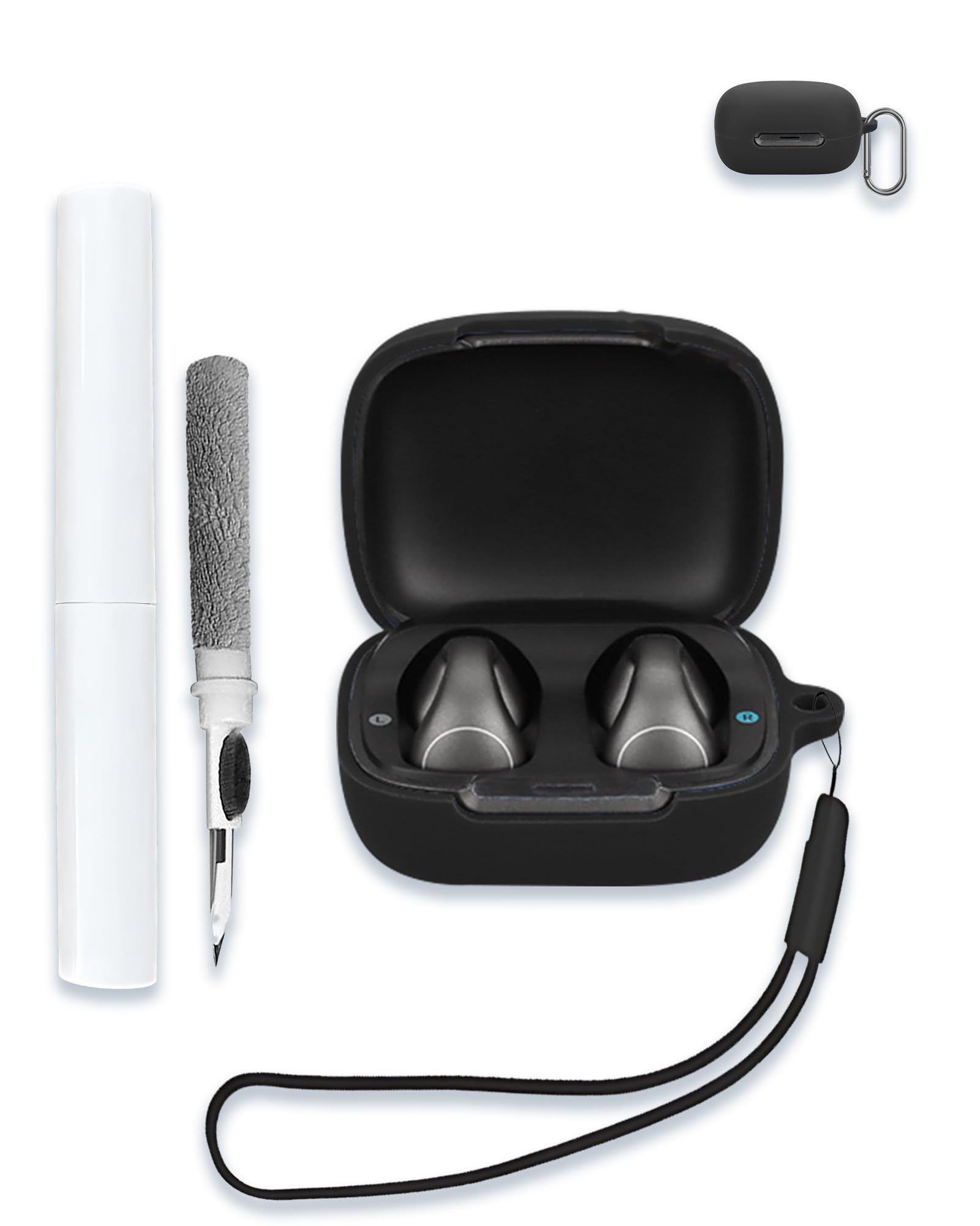 Case for Soundcore by Anker C40i New Clip-on Wireless Earbuds, Soft Silicone Protective Portable Scratch Shock Resistant Shell with Cleaner Kit &