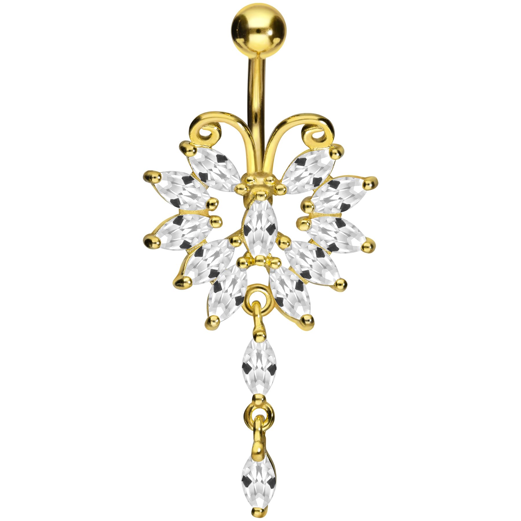 PIERCINGLINE piercing ombligo acero quirurgico | Diseño de latón mariposa grande | Piercing Bananabell | selección de color