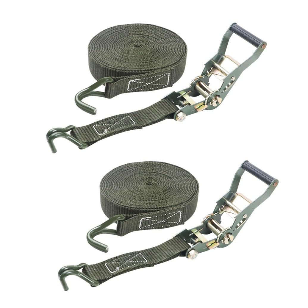 2Pcs 5000kg Cinghie Di Ancoraggio Con Gancio 10m Cinghia Di Fissaggio Cinghia Di Tensione Professionali Con Cricchetto E Gancio Due Parti 50mm Per Carico Su Rimorchi(W3.8cm/1.5in,L7m/275in)