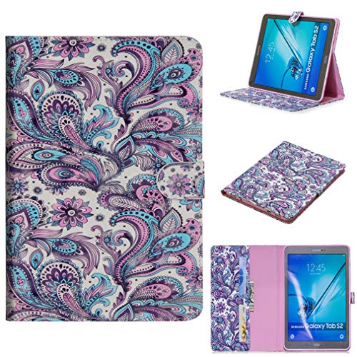 LMFULM® Case for Samsung Galaxy Tab S2 / SM-T810 / T815 / T813 (9.7 Inch) PU Magnetic Leather Case Peacock Flower Pattern Smart Cover Auto Wake/Sleep Stand Case for Galaxy Tab S2 9.7