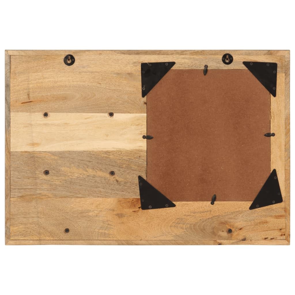 Spiegel mit Ablagen aus Glas und massivem Mangoholz 80x8x55 cm Wandspiegel für Badezimmer, Schlafzimmer, Flur und Diele, Stauraum für Kosmetik und Rasur