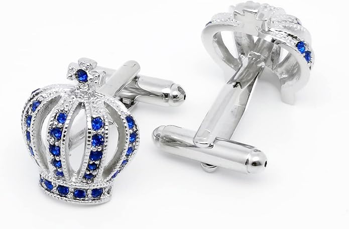 Mancuernillas Royal Crown con Cristal Azul para Hombre miniatura 5