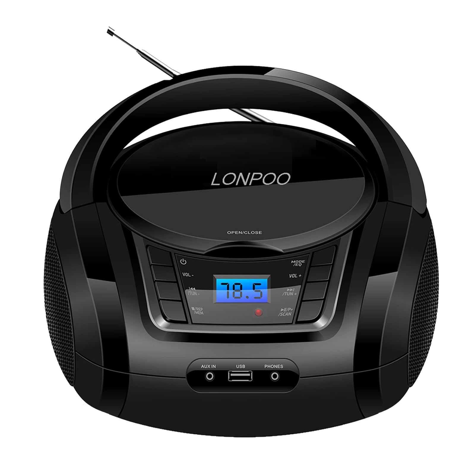 Impianto Stereo Casa 30W Micro HiFi Compatto con lettore CD, Bluetooth, radio FM, USB, AUX-in, display LED e pulsante grande, telecomando (L-D03BT)