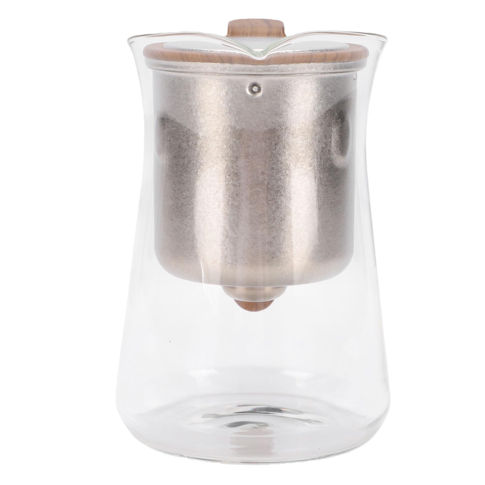 Zunate 600 Ml Ti-Ei-Teekanne mit Tassen, Glas-Teekanne mit Magnetischem Klappdeckel Zur Wassertrennung, Edelstahl-Teebereiter mit Drucksteuerung, 14 X 9,5 Cm Großes Brühset