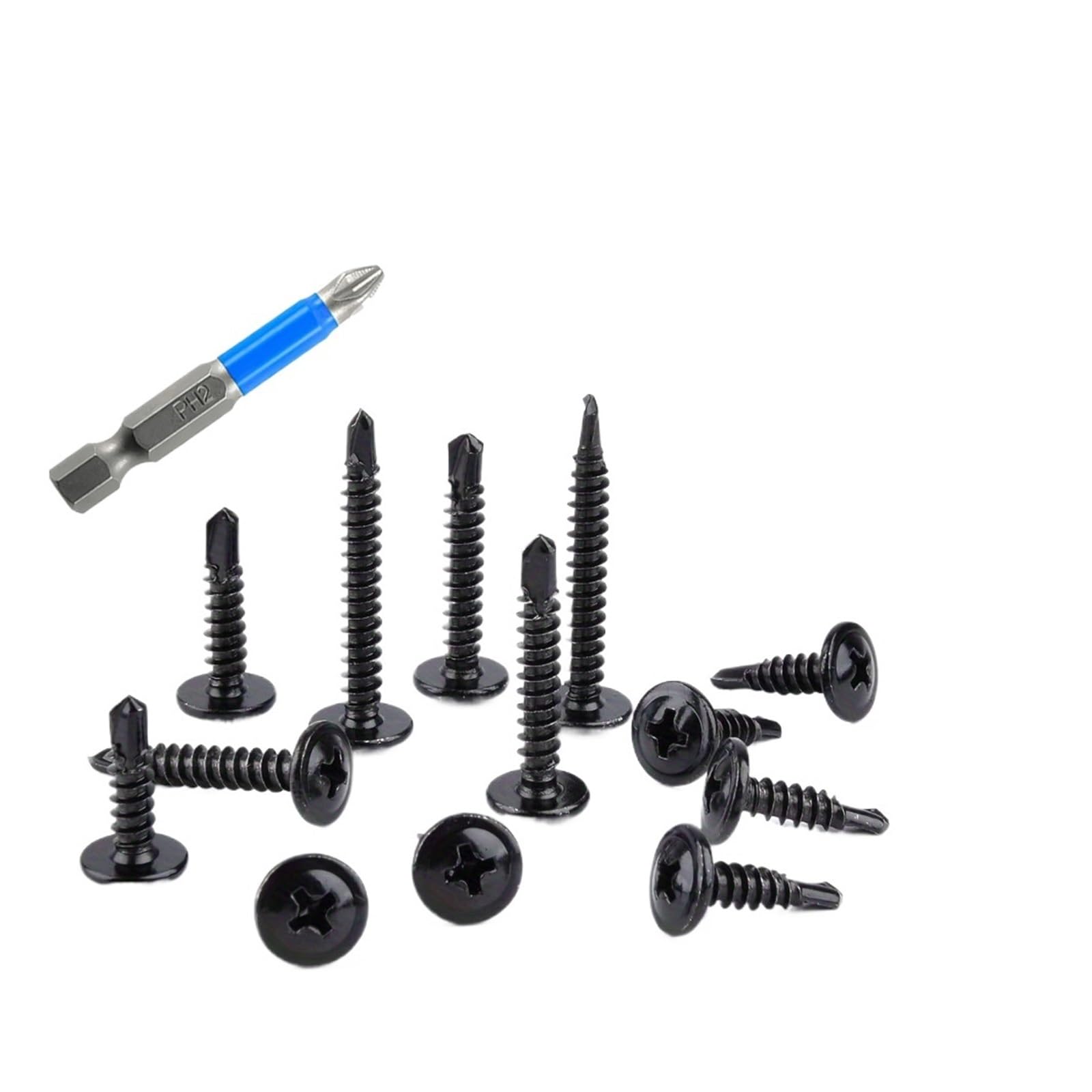 171 Uds. Surtido De Tornillos Autoperforantes De Cabeza Phillips De Acero Inoxidable 410 Con Broca for Metal, Plástico Y Aluminio