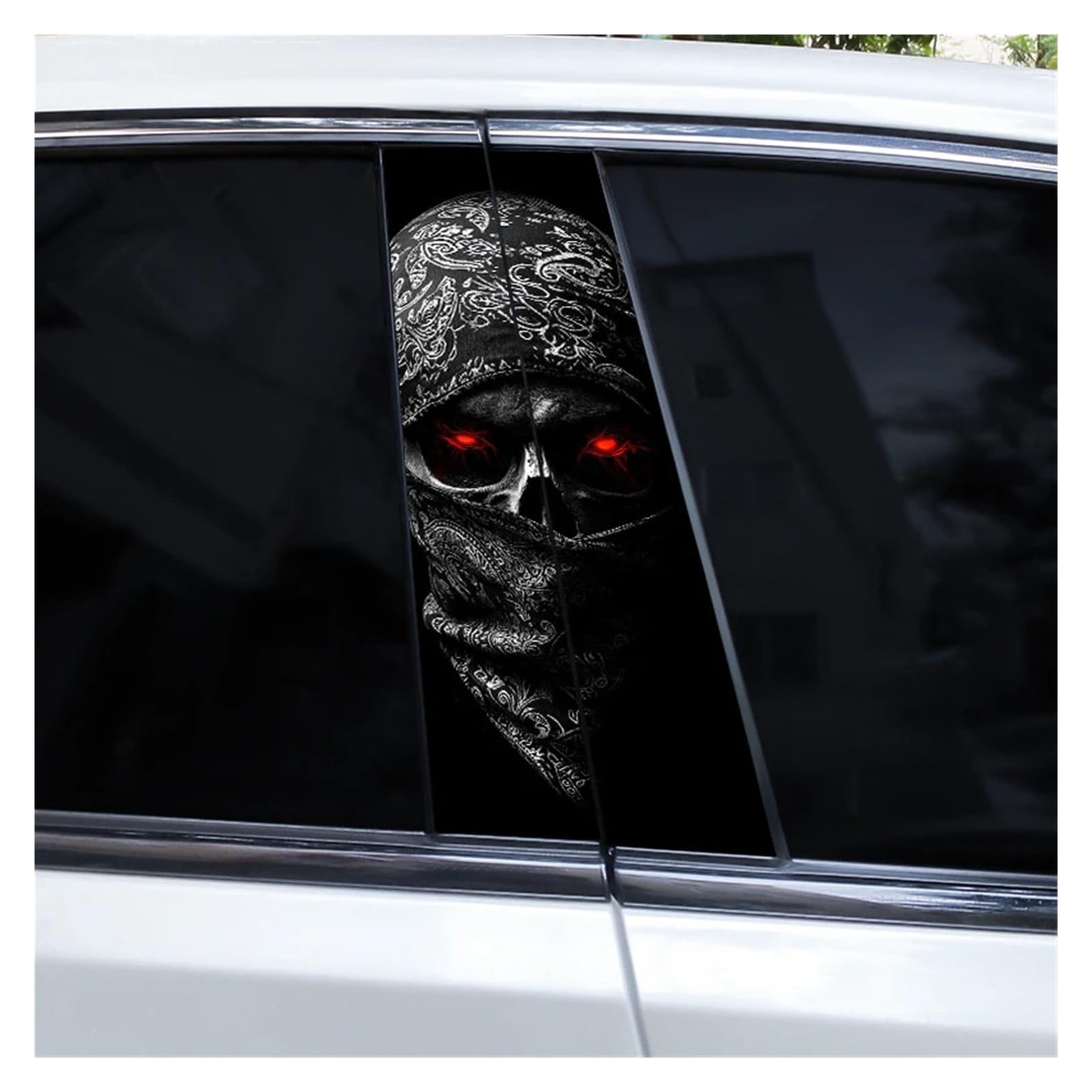 Car Side Decals 2pcs Horror Skull Car Stickers B-Pillar Decals DIY Halloween Door Pillar Decoration(Style B)