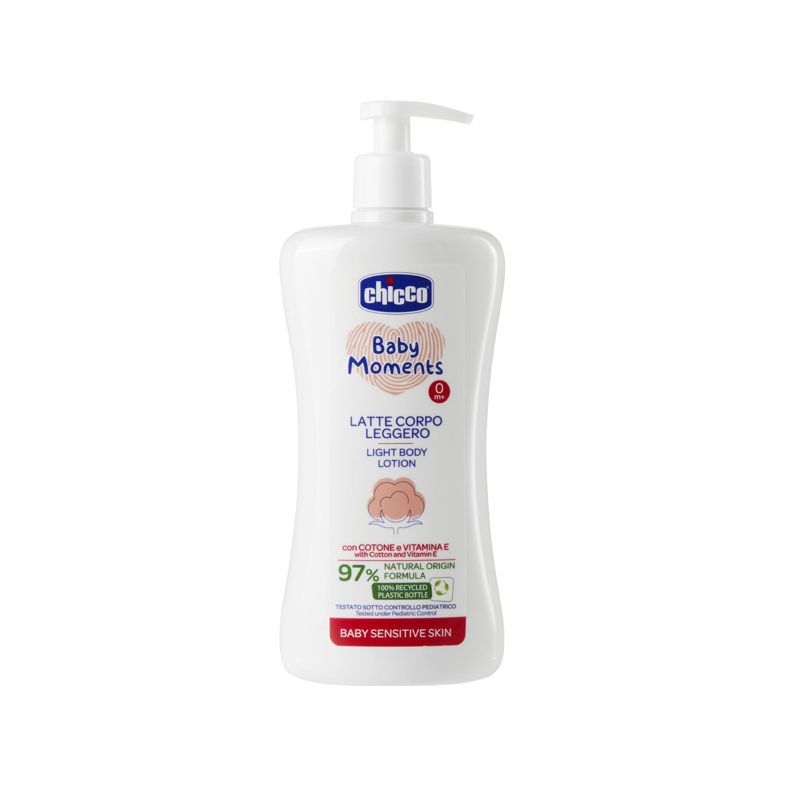 Chicco Baby Moments Sensitive Body Lotion, Made from 97% Natural Ingredients, Dermatologically tested, Safe for Sensitive Skin, 100% Recycled Plastic, 200ml